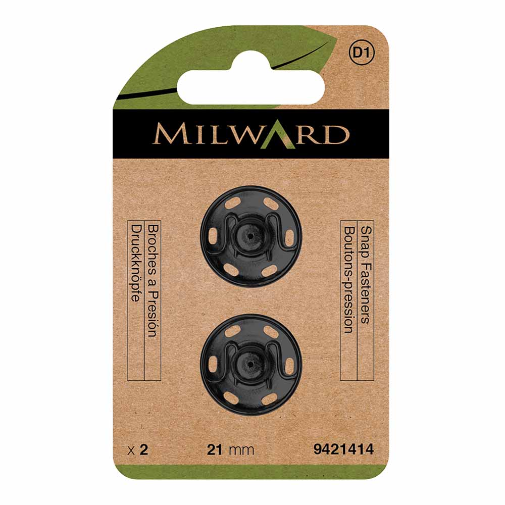 Milward Drukknopen 21mm zwart - 2st