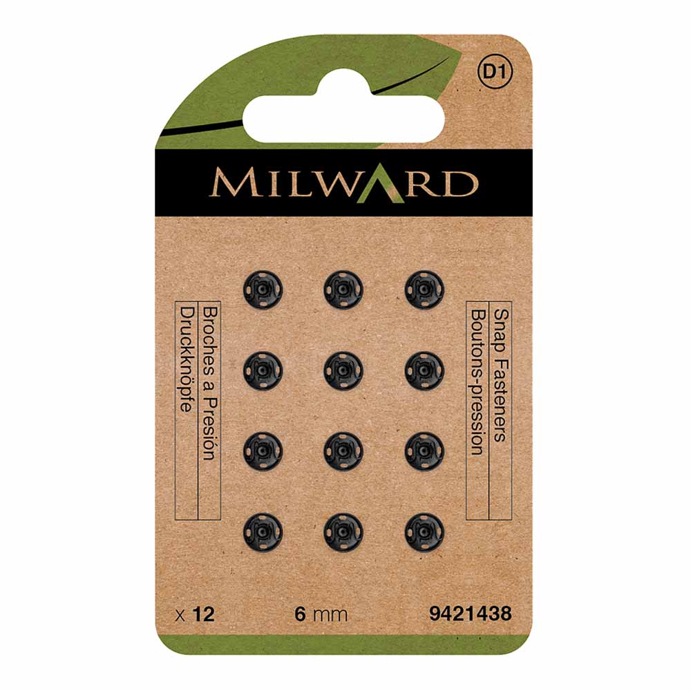 Milward Drukknopen 6mm zwart - 12st