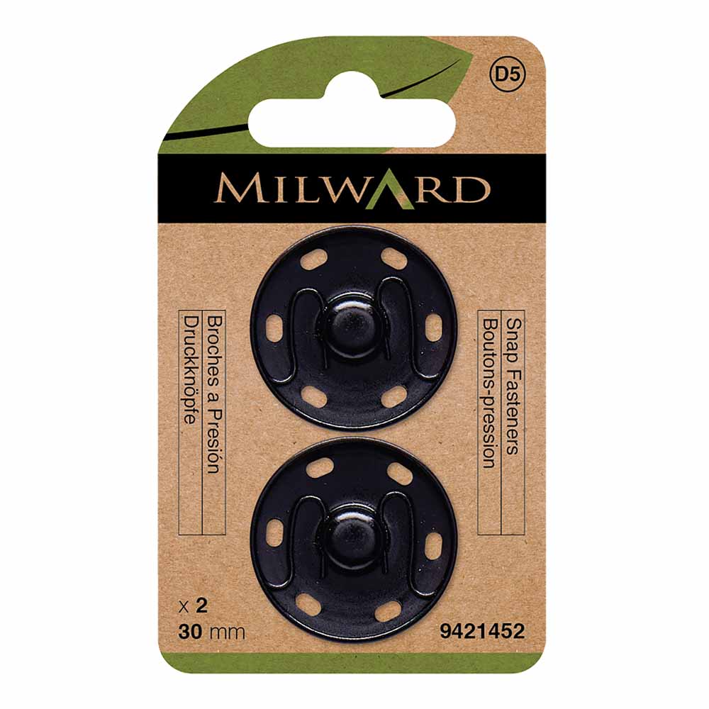 Milward Drukknopen 30mm zwart - 2st