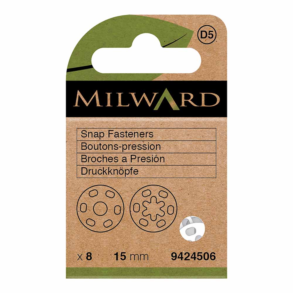 Milward Drukknopen 15mm transparant - 8st