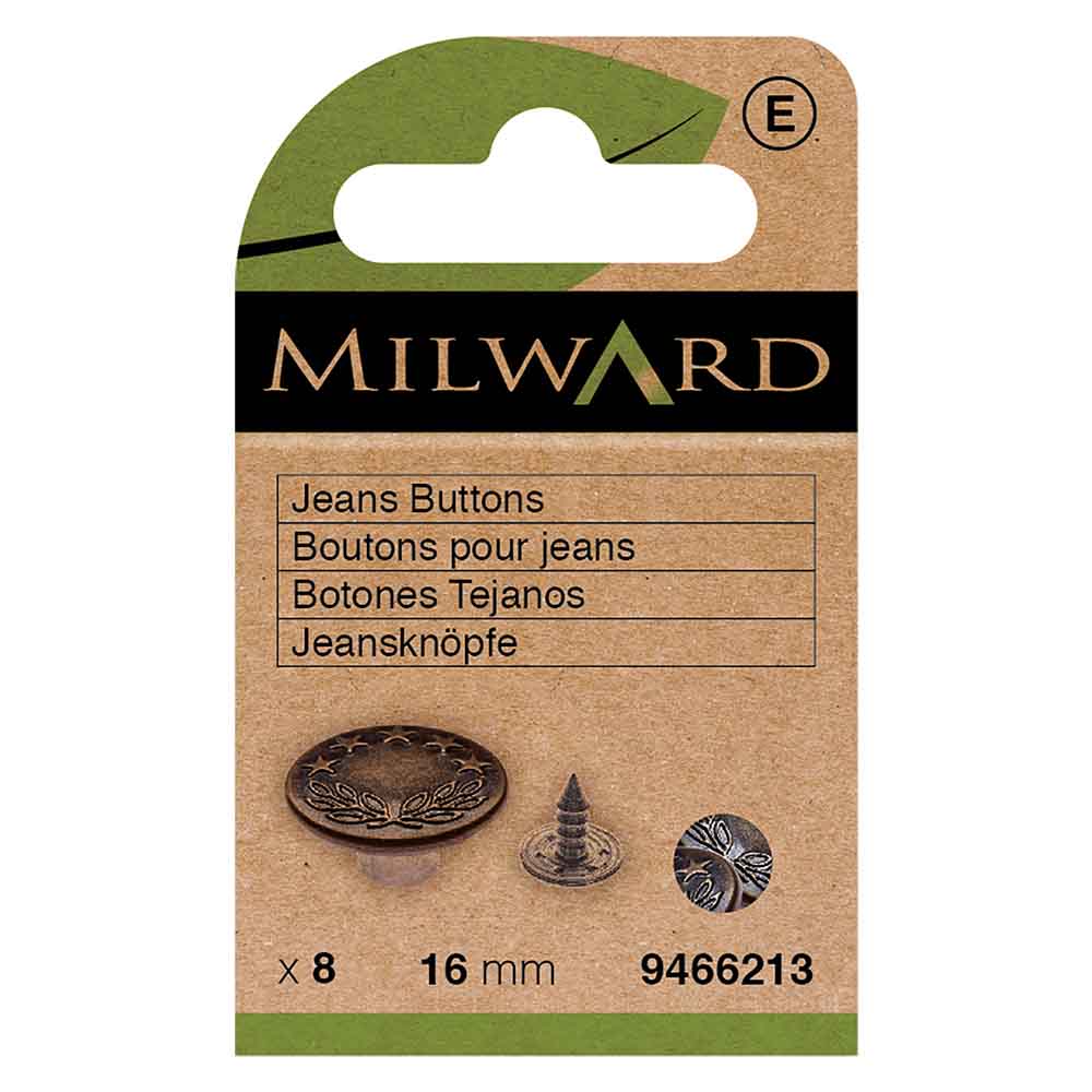 Milward Jeansknopen 16mm brons - 8st