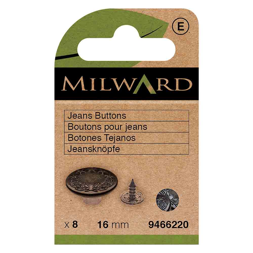 Milward Jeansknopen 16mm zwart - 8st