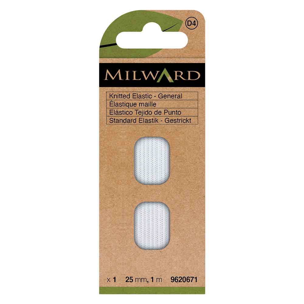 Milward Elastiek gebreid 25mm wit - 1m