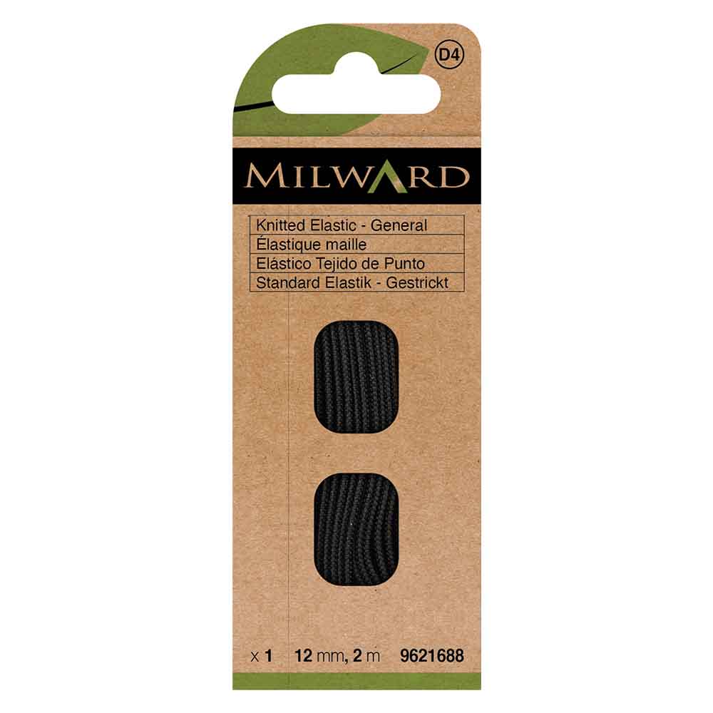 Milward Elastiek gebreid 12mm zwart - 2m