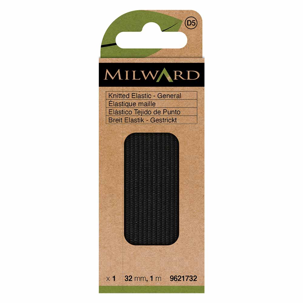 Milward Elastiek gebreid 32mm zwart - 1m