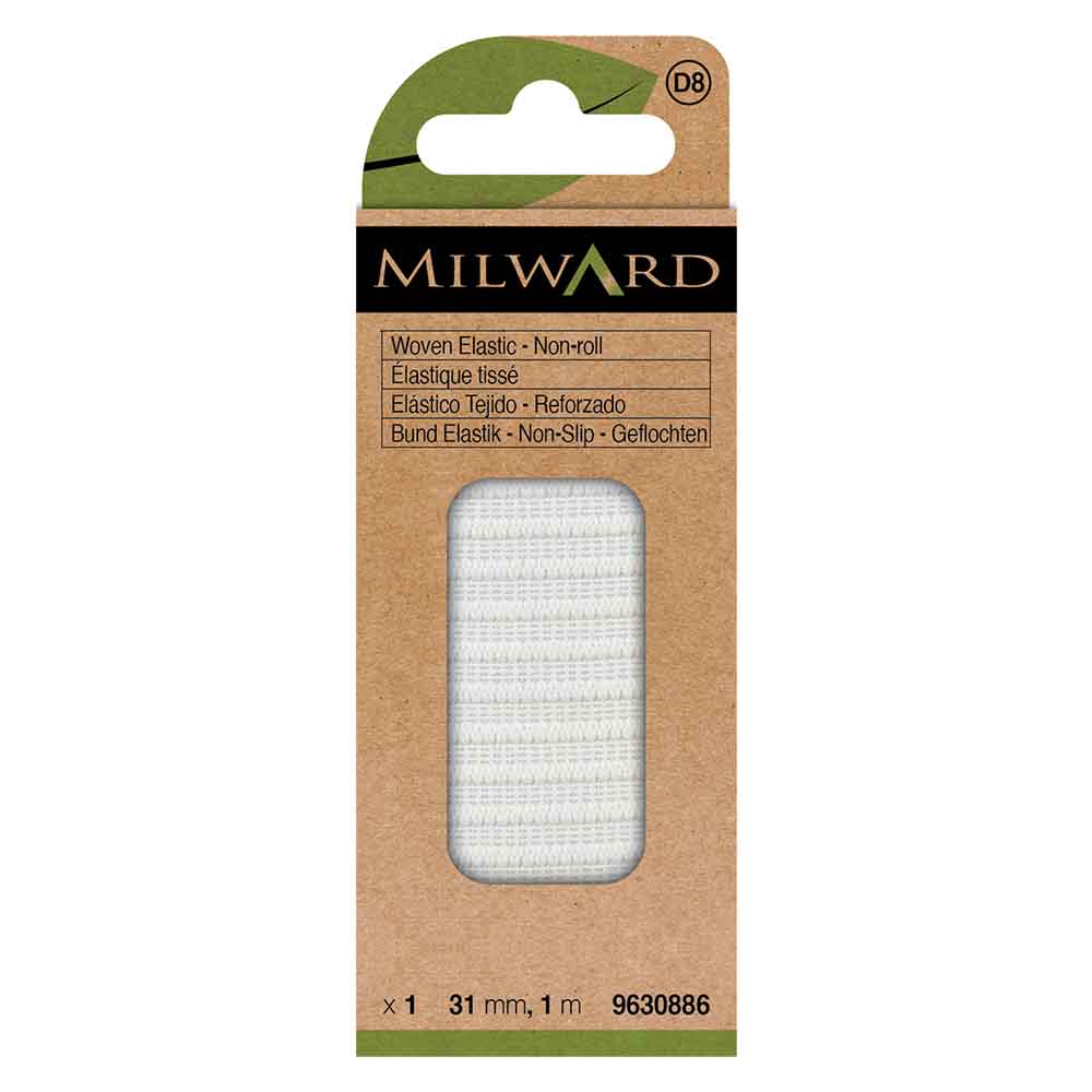 Milward Niet-oprollend elastiek wit 31mm 1m