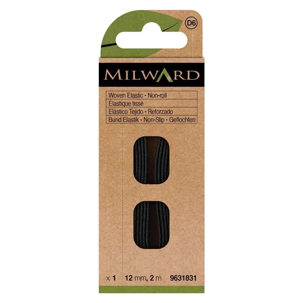 Milward Niet-oprollend elastiek zwart 12mm 2m