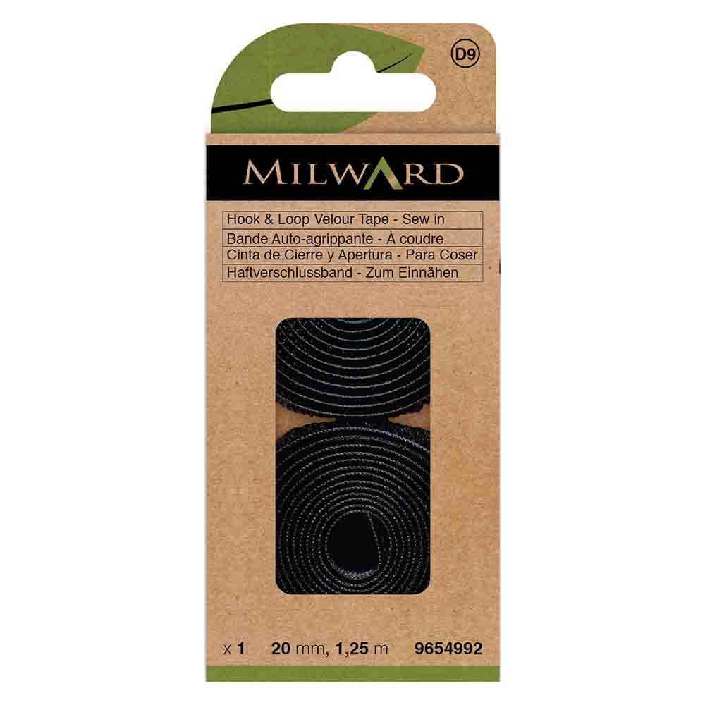 Milward Klittenband naaibaar zwart 20mm - 1,25m