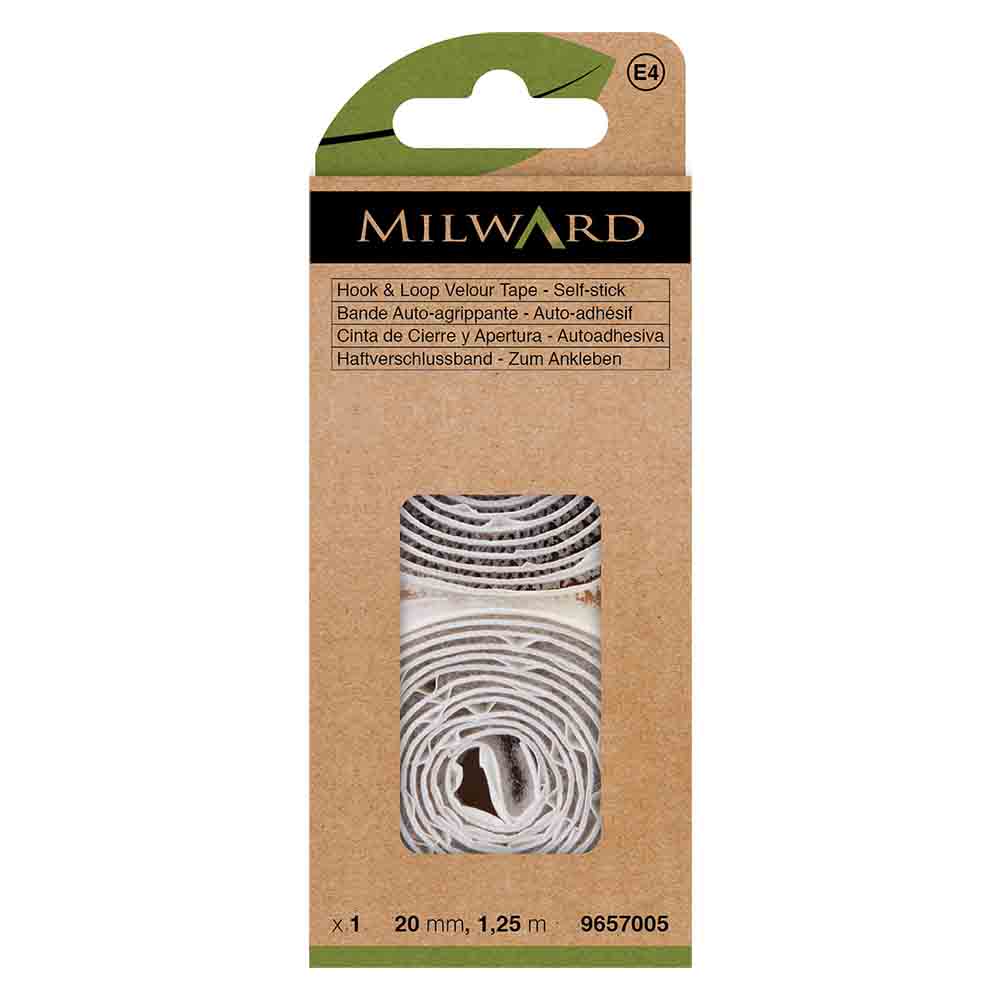 Milward Klittenband zelfklevend wit 20mm - 1,25m