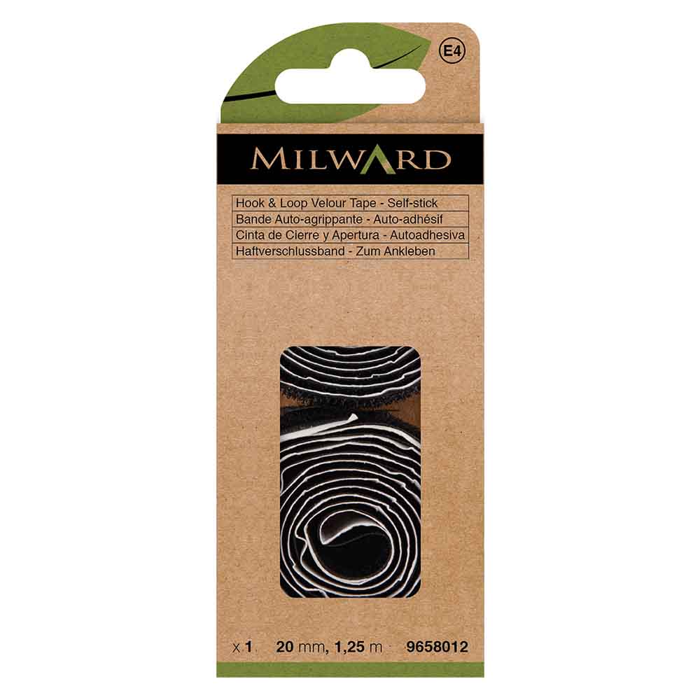 Milward Klittenband zelfklevend zwart 20mm - 1,25m