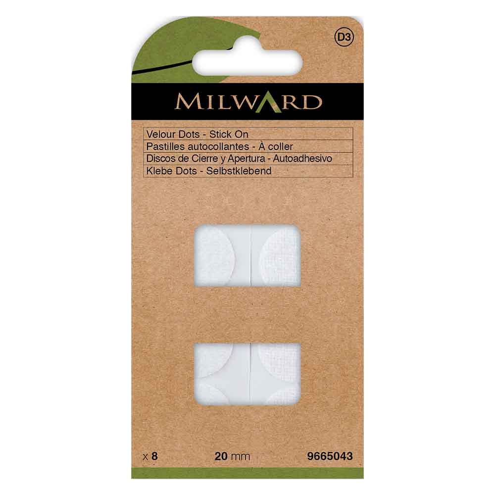 Milward Klittenband zelfklevend rond set wit 20mm-8st