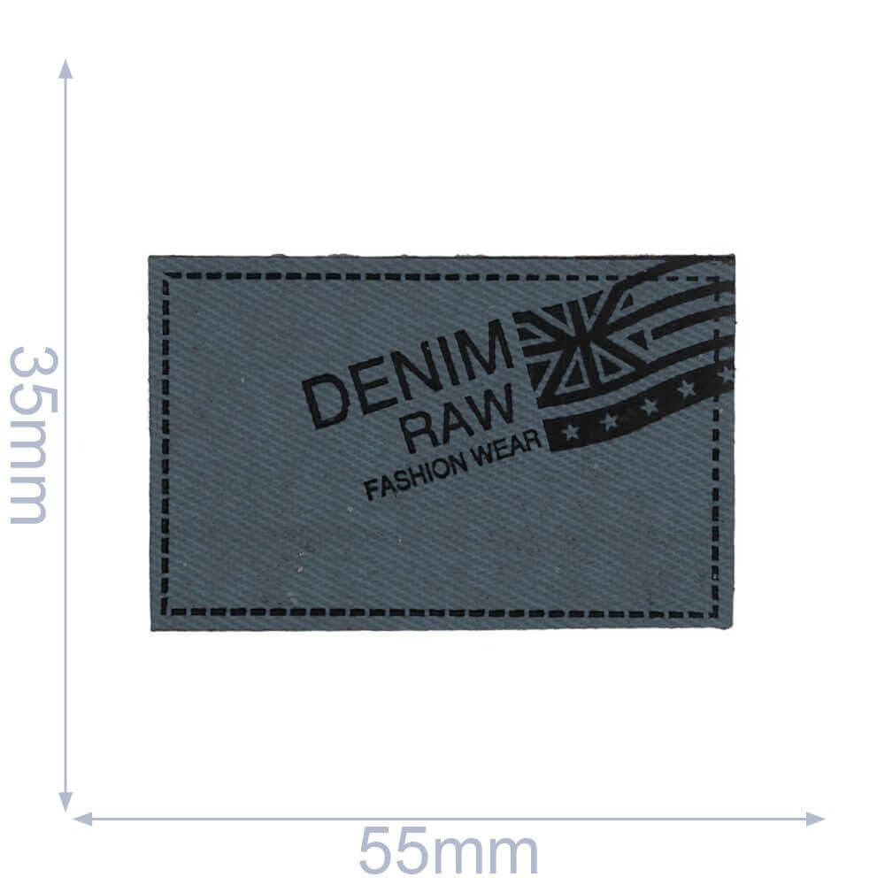 Skai-leren label denim raw 55x35mm- 01