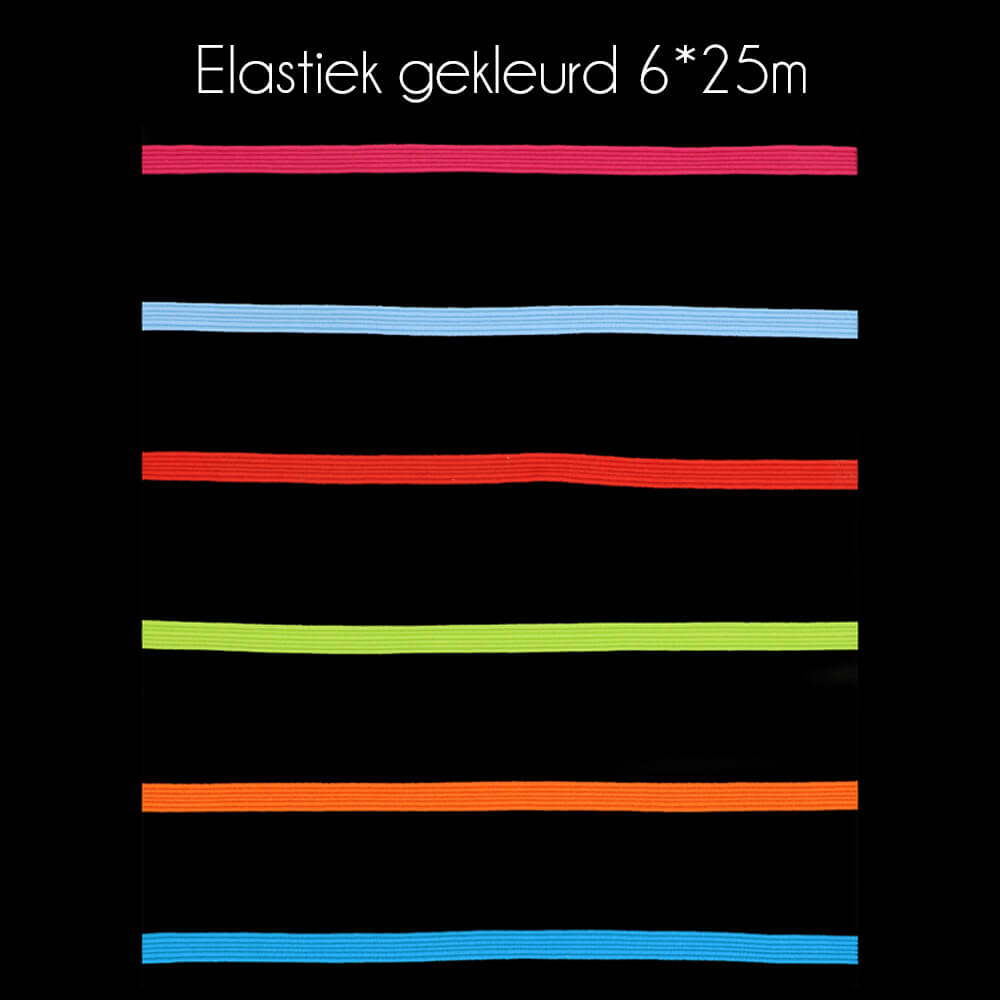 Elastiek gekleurd 6 x 25 meter