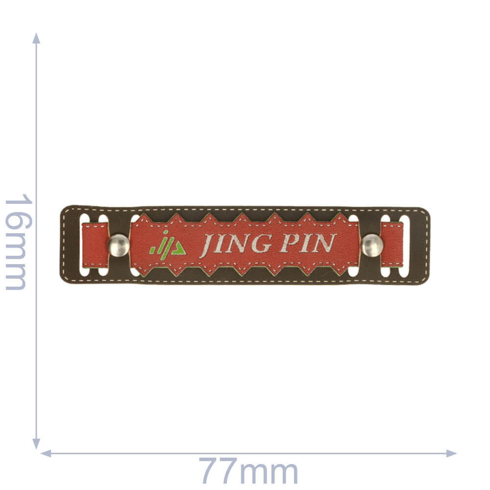 Label jing pin 77x16mm bruin-rood - 5st