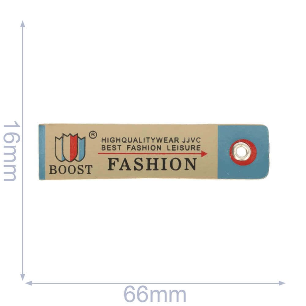 Label Fashion boost 66x16mm beige-blauw - 5st