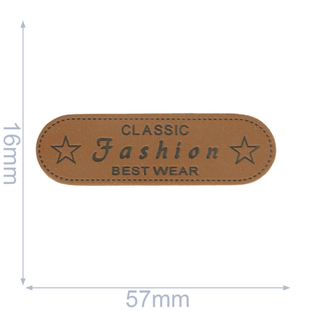 Label claszilverc fashion best wear 57x16mm bruin - 5st