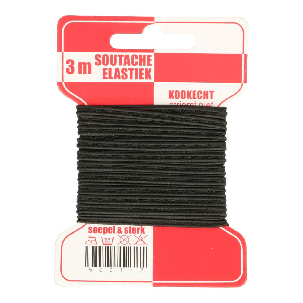 Soutache elastiek zwart3m