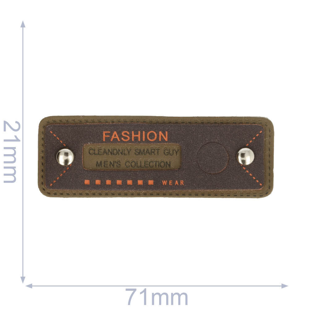 Label fashion 71x21mm bruin-oranje - 5st