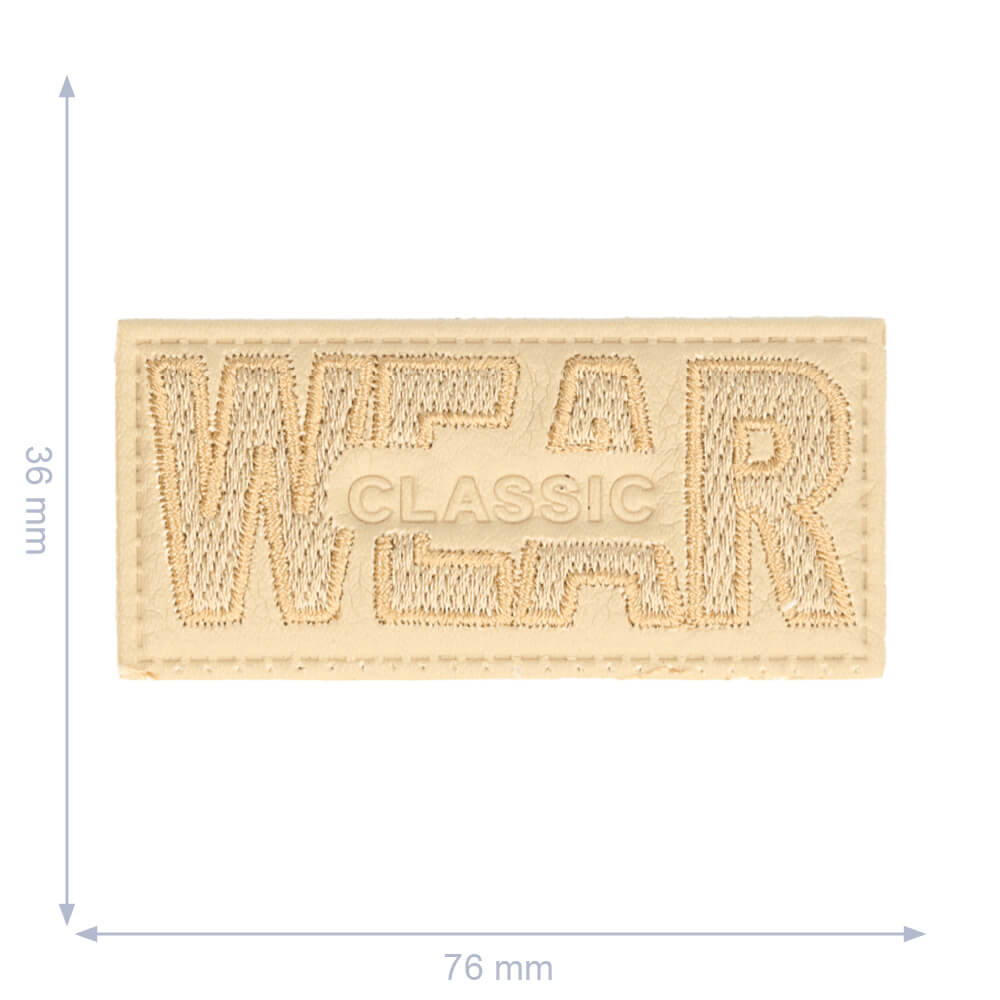 Label wear claszilverc 76x36mm beige - 5st