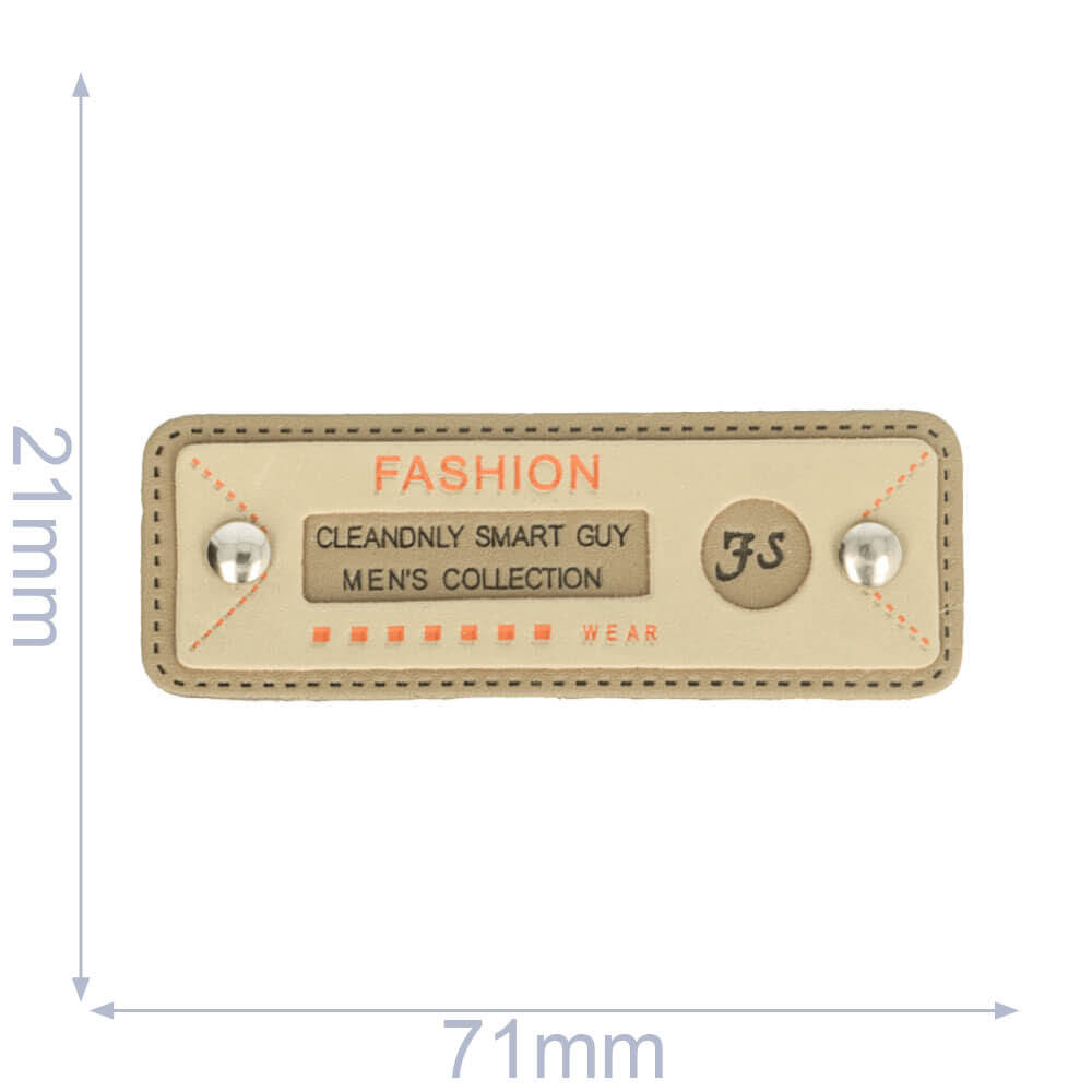 Label fashion 71x21mm bruin-beige - 5st