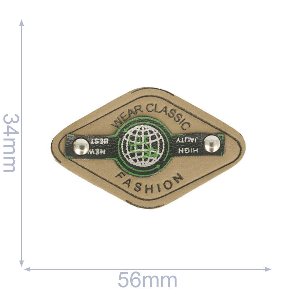 Label wear claszilverc fashion 56x34mm beige-groen - 5st