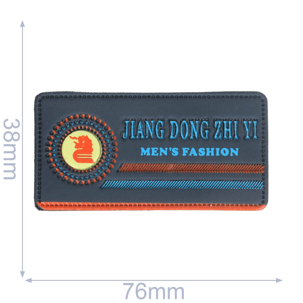 Label Jiang dong zhi yi men's fashion 76x38mm blauw - 5st