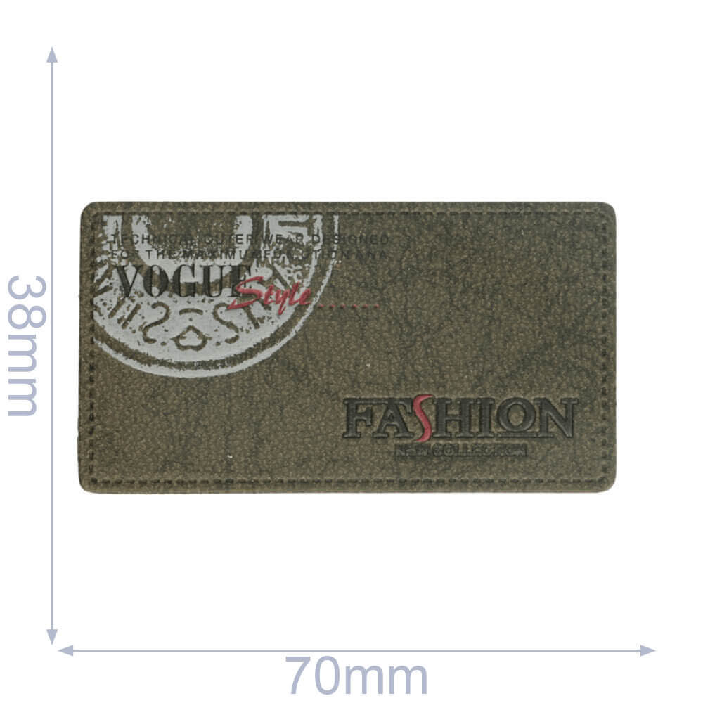 Label Vogue style fashion 70x38mm bruin - 5st