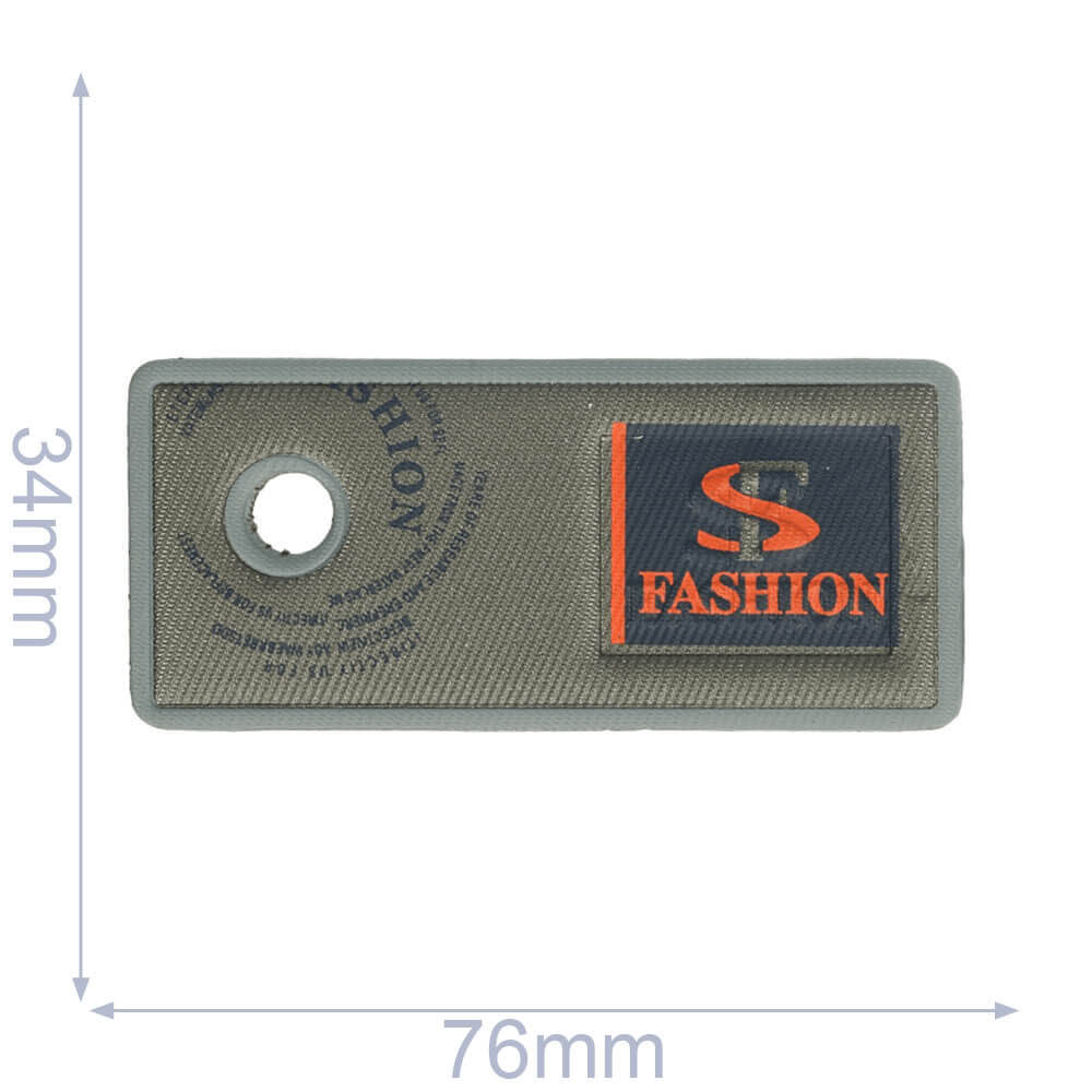 Label SF fashion 76x34mm grijs-blauw - 5st