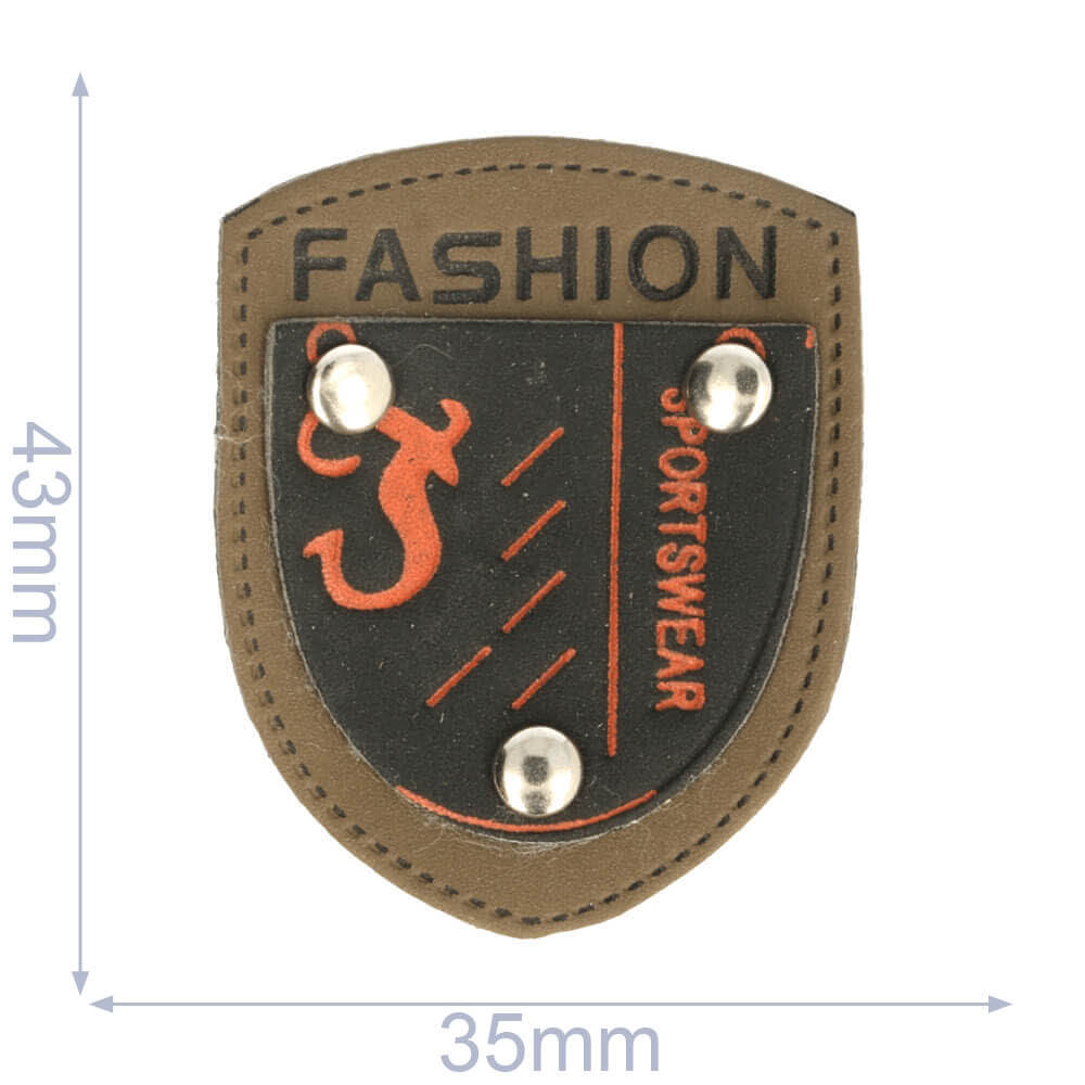 Label fashion sportswear 35x43mm bruin - 5st