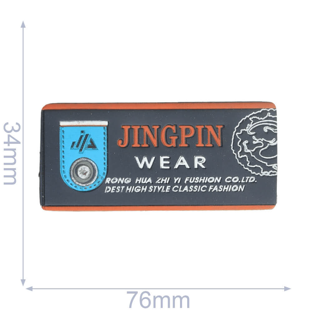 Label jingpin wear 76x34mm blauw - 5st