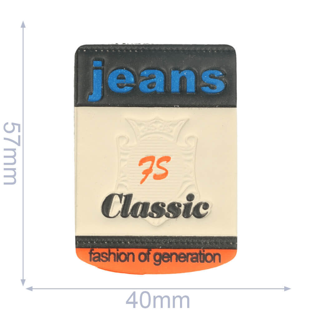 Label jeans 75 claszilverc 40x57mm beige-blauw - 5st