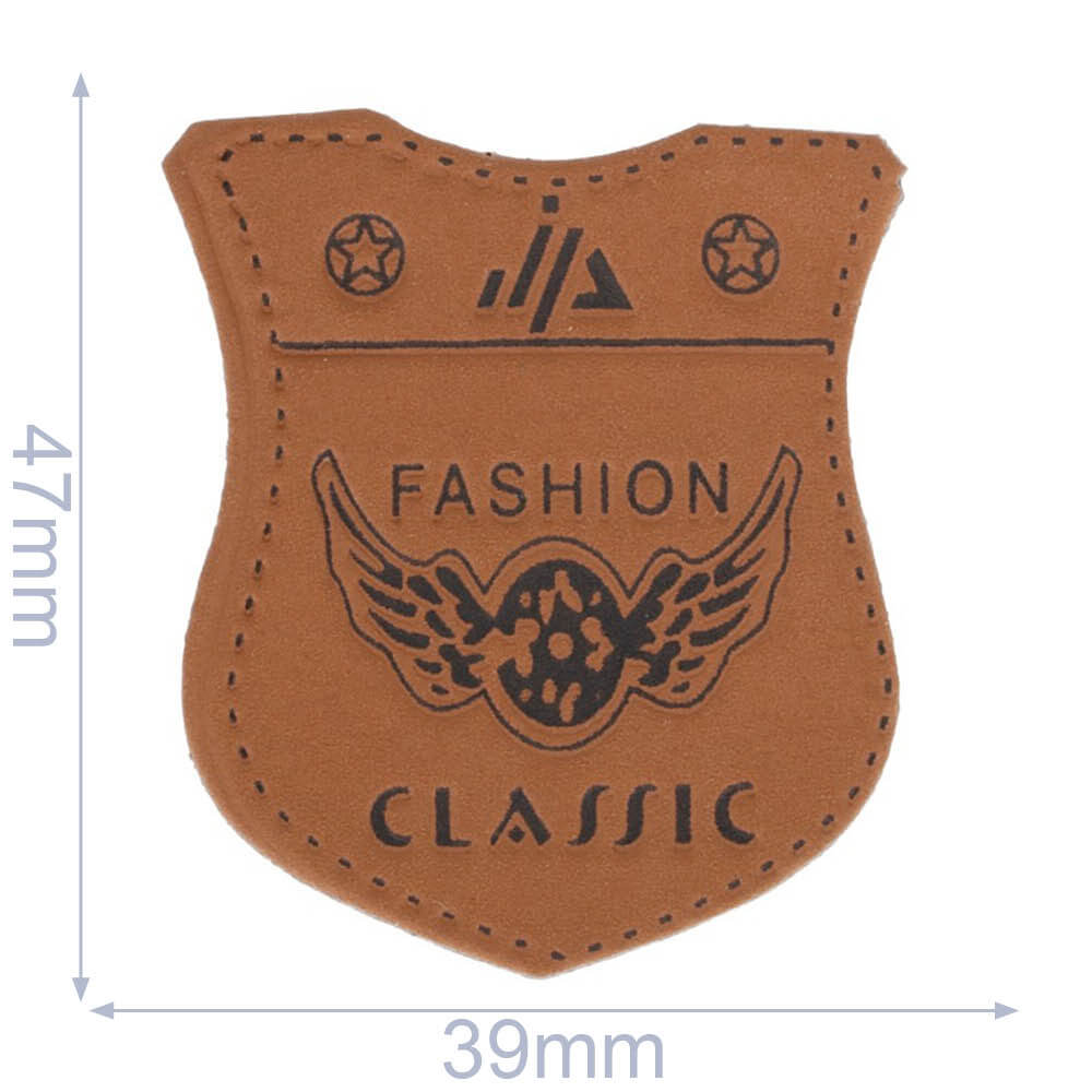 Label fashion claszilverc schild 39x47mm bruin - 5st