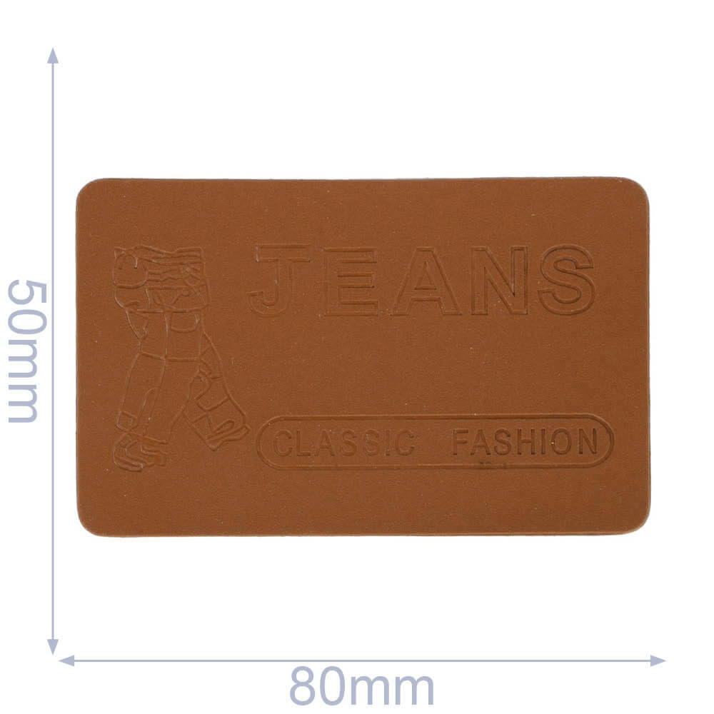 Label jeans claszilverc fashion 80x50mm bruin - 5st