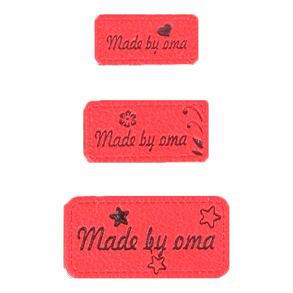 Opry Skai-leren labels made by oma rood - 5x3st