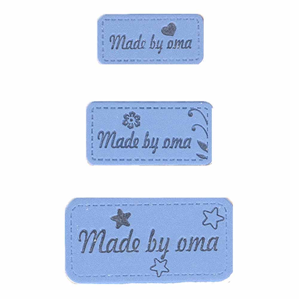 Opry Skai-leren labels made by oma lichtblauw - 5x3st