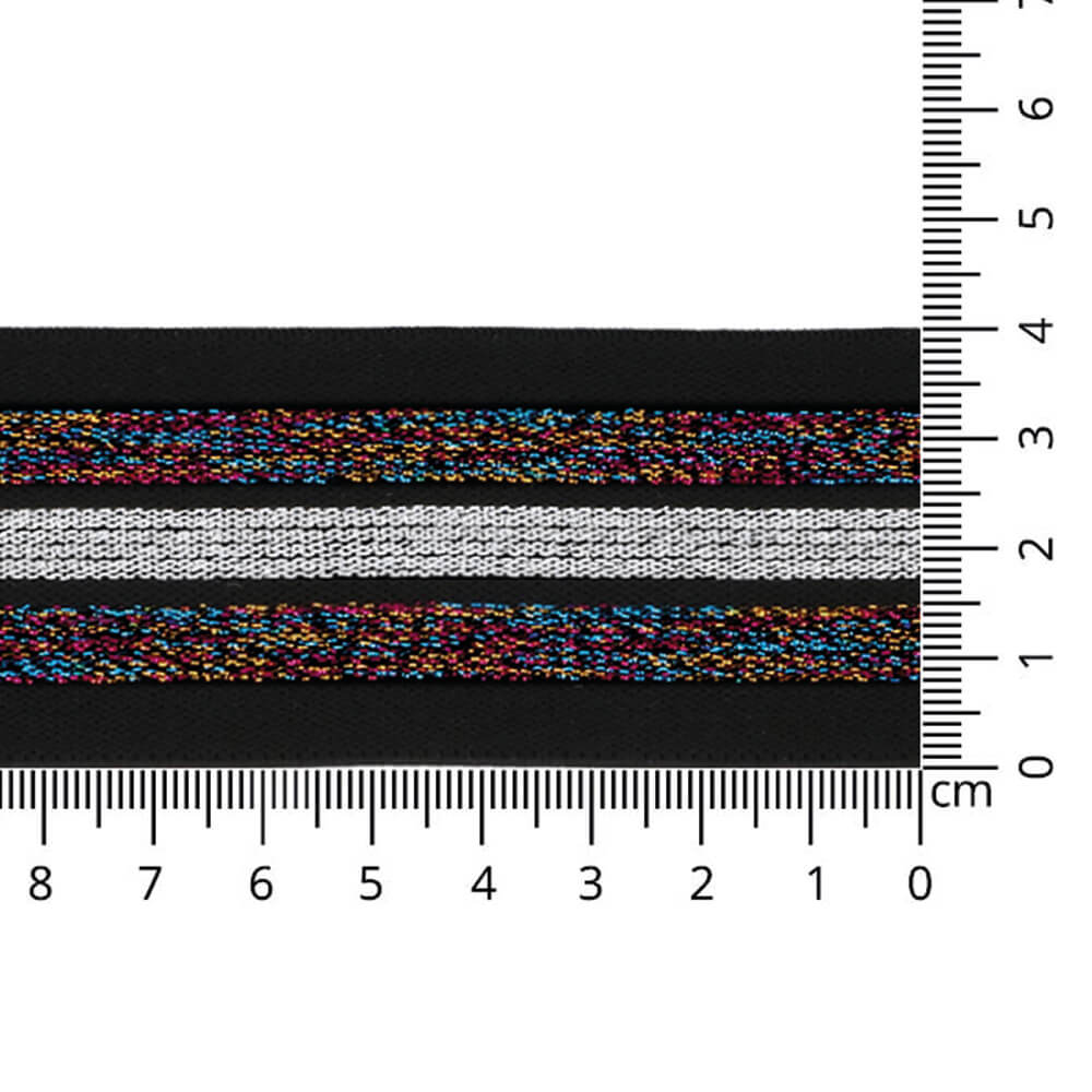 Elastiek gestreept multicolour lurex 40mm