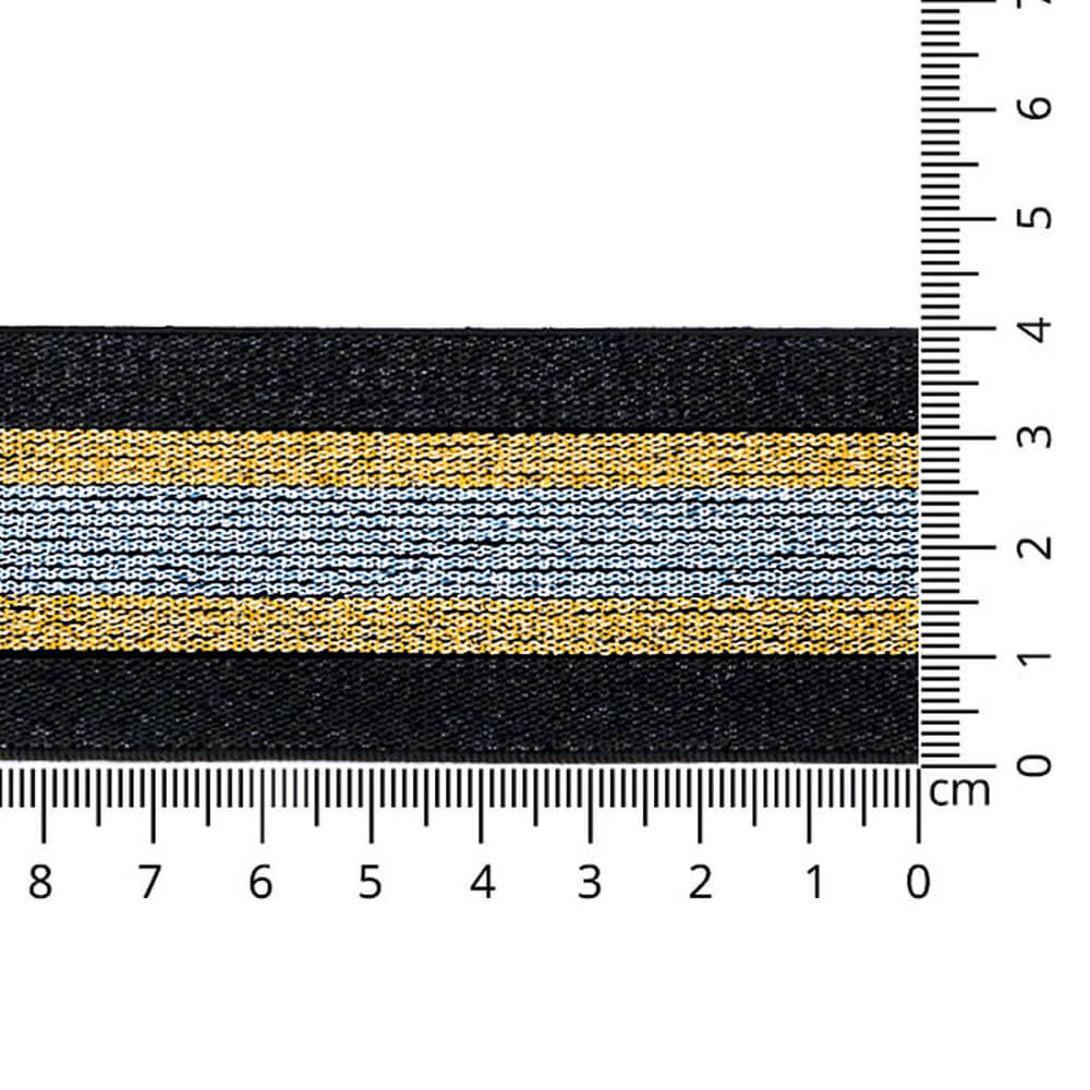 Elastiek gestreept goudud-zilver lurex 40mm