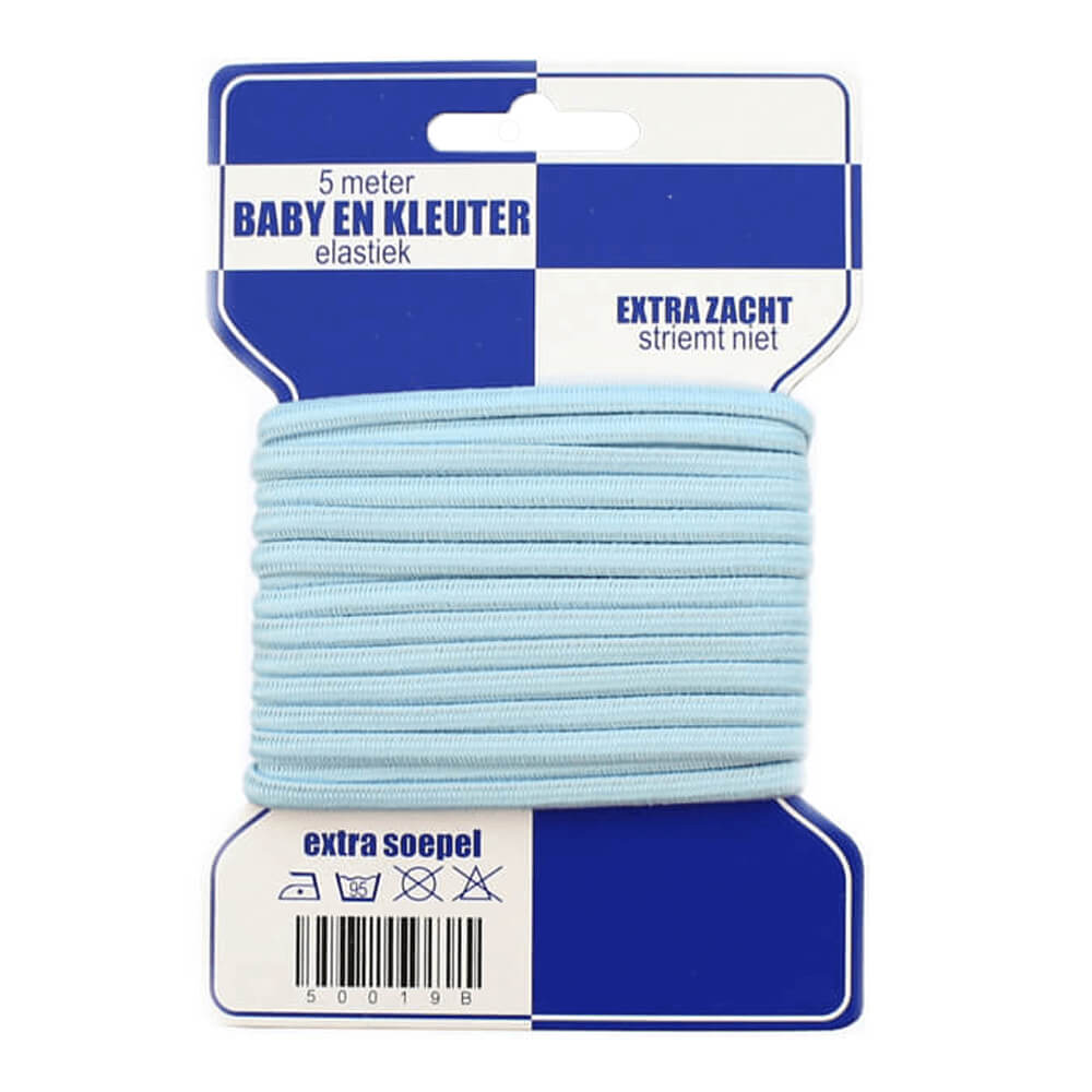 Blauwe kaart baby-kleuter elastiek 6mm blauw5m