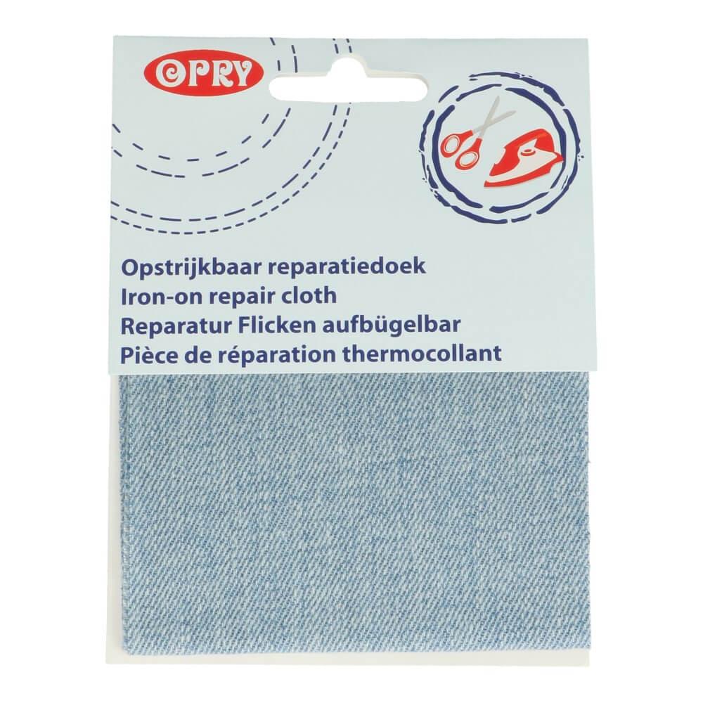 Opry Reparatiedoek jeans opstrijk. 10x40cm lichtblauw