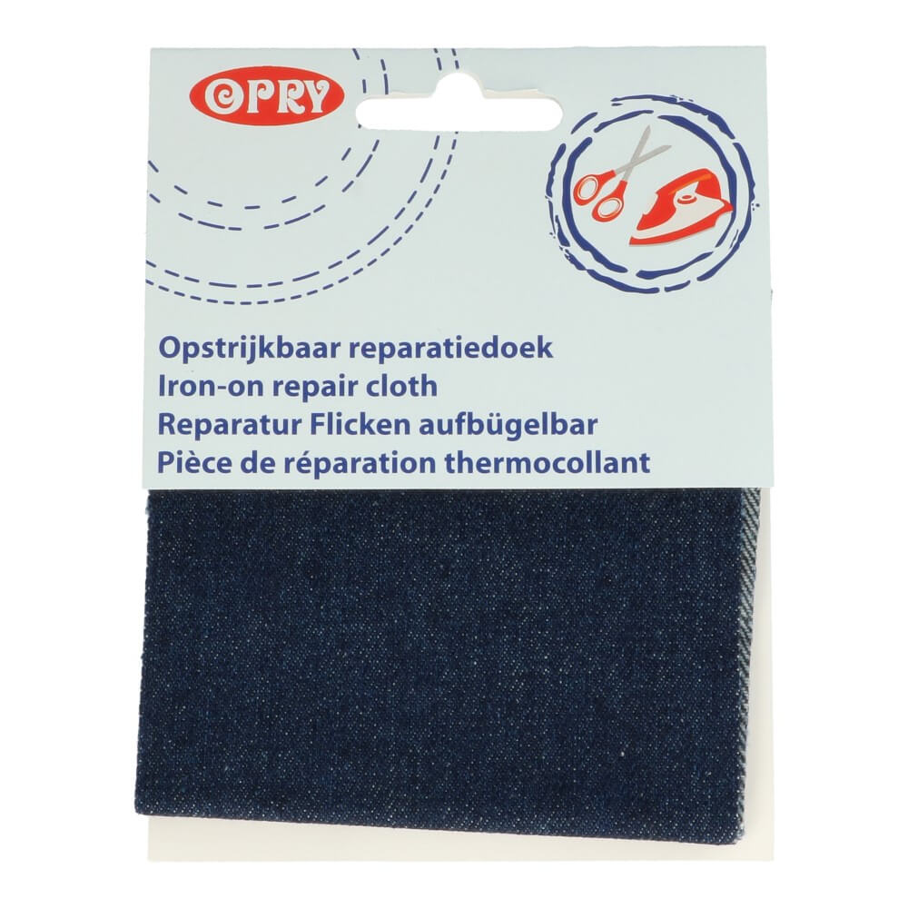 Opry Reparatiedoek jeans opstrijkbaar 10x40cm d.blauw