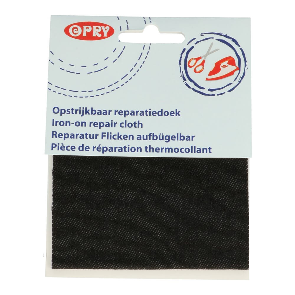 Opry Reparatiedoek jeans opstrijkbaar 10x40cm zwart - 10st