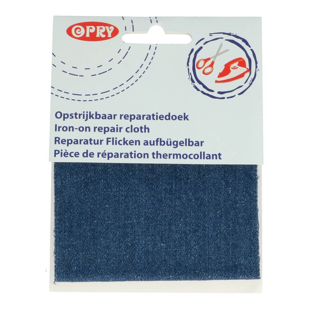 Opry Reparatiedoek jeans opstrijkbaar 10x40cm m.blauw