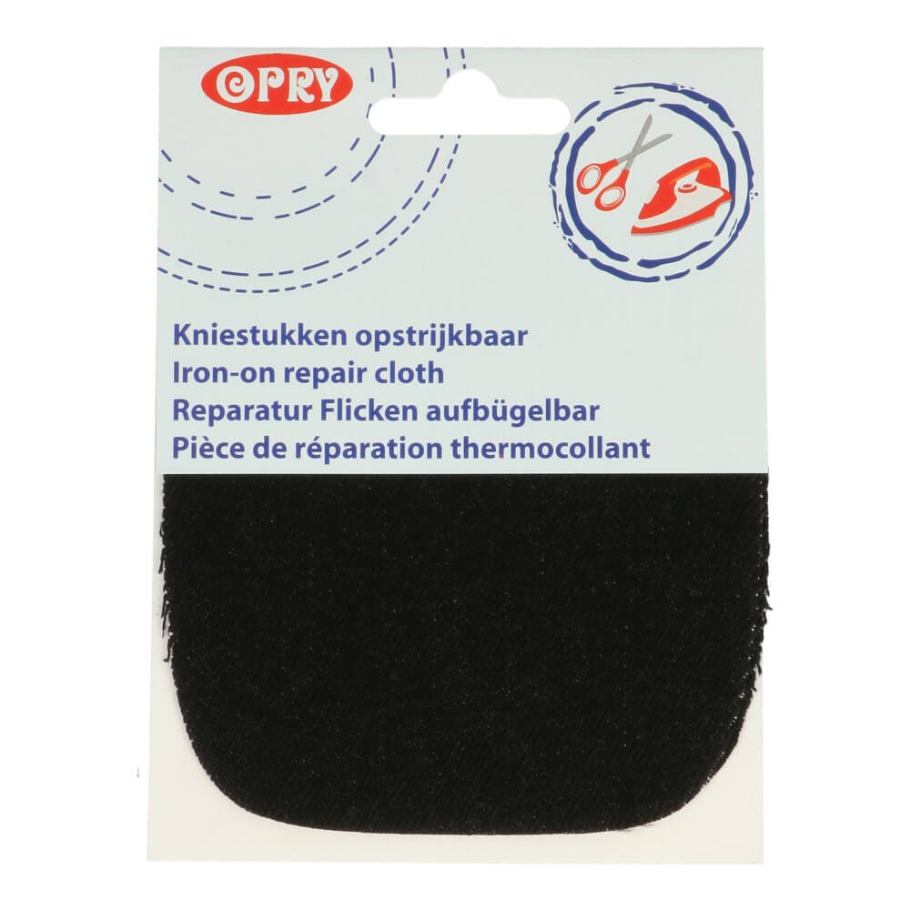 Opry Kniestukken opstrijkbaar jeans zwart - 5st