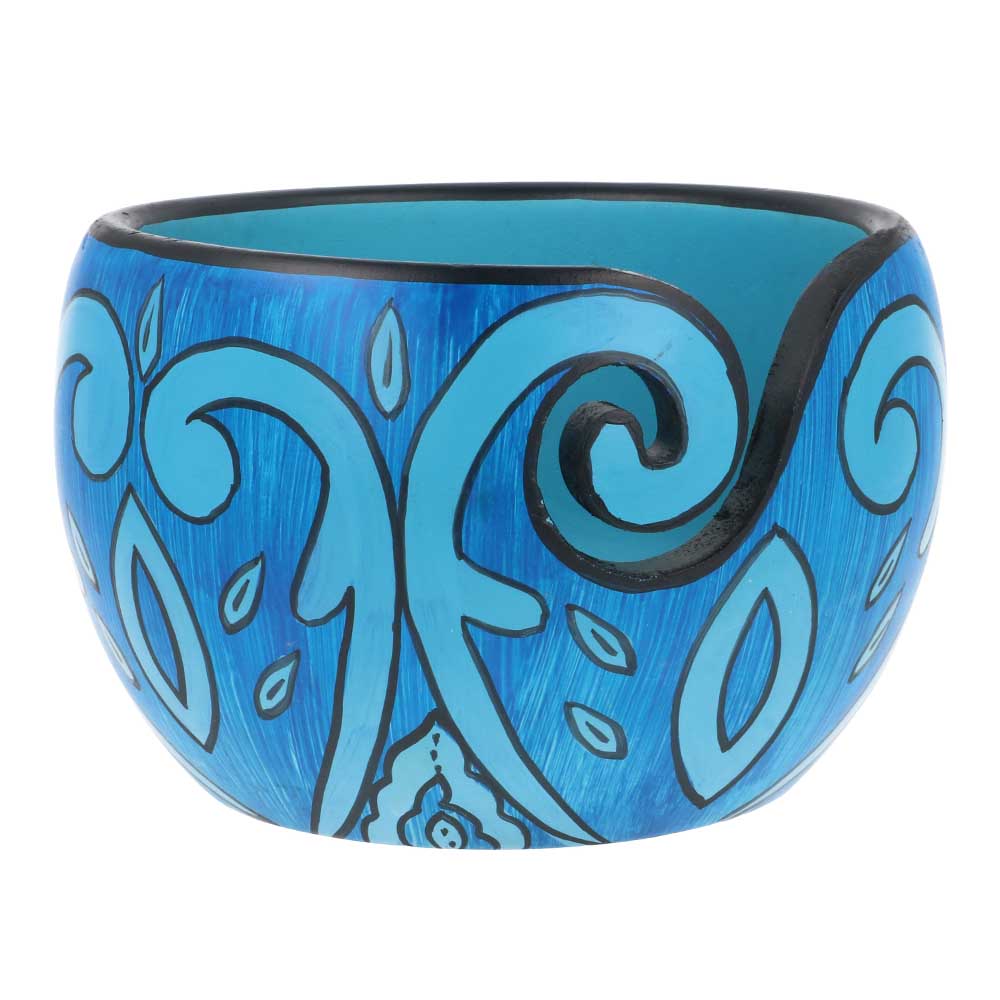 Yarn bowl mangohout 11x12,5cm Blue Leaf