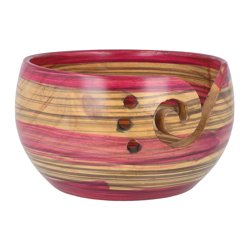 Yarn bowl dennenhout 15x10cm lichtbruin-rood