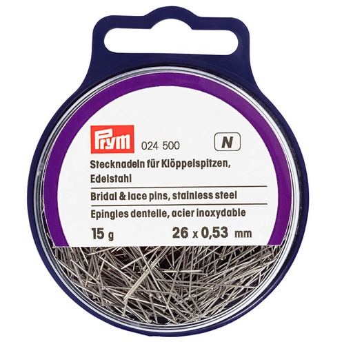 [24500] Prym Kantklosspelden edelstaal 0.53x26mm zilver 