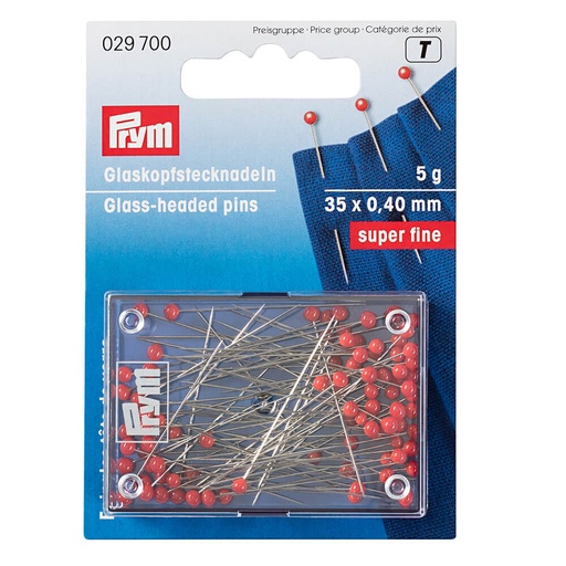 [29700] Prym Glaskopspelden verenstaaldraad 0.40x35mm rood 