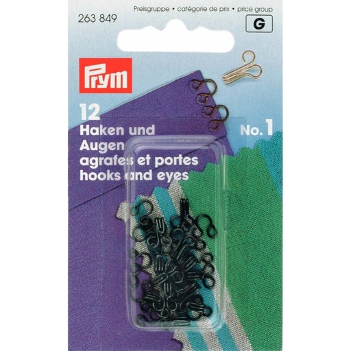 [263849] Prym Haken en ogen nr.1 zwart - 