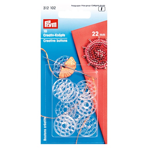 [312102] Prym Knopen creatief kunststof 22mm transparant - 10st