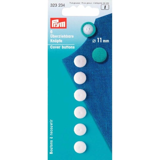 [323234] Prym Stofknopen kunststof 11mm wit - 6st